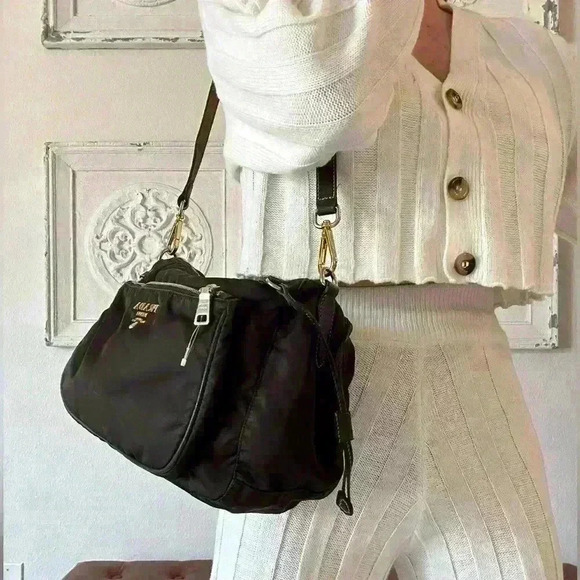 Authentic Prada Shoulder Bag Nylon Shoulder Bag Olive - Picture 3 of 16